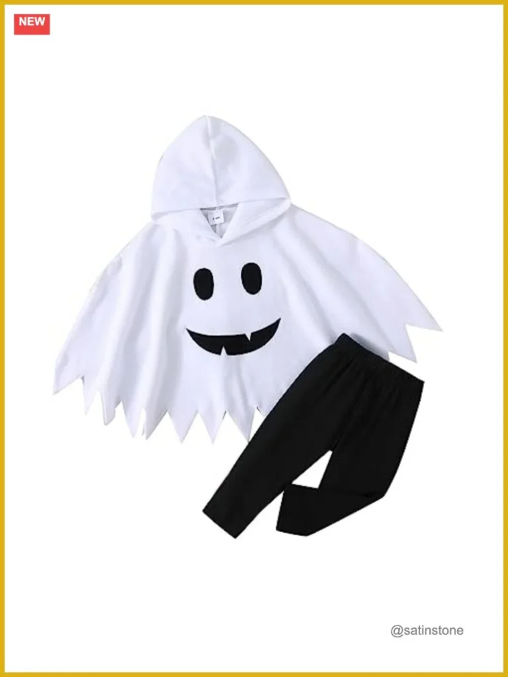 Toddler Ghost Halloween Costume Hooded Cloak with Pants Cotton Blend